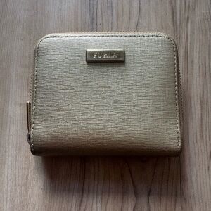 Furla Metallic Gold Textured Wallet